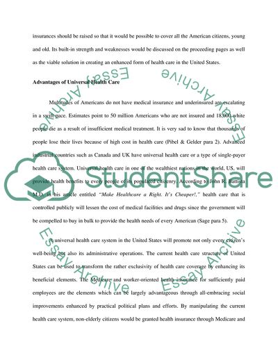 Universal Health Care: For Better of For Worst