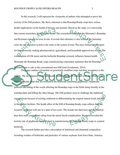 Roundup Ready Crops Cause Adverse Health Effects