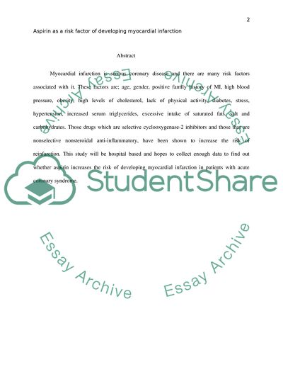 Aspirin as a Risk Factor of Developing Myocardial Infarction