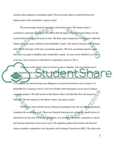 Income statement and balance sheet