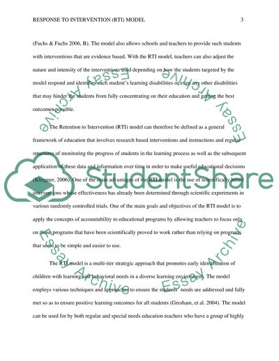 Response to Intervention (RTI) model