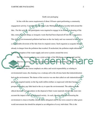 Community Engagement Assignment Earth care Packaging