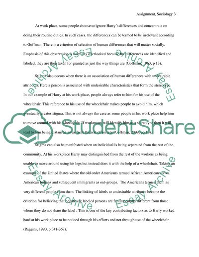 Goffmans Notion of Stigma