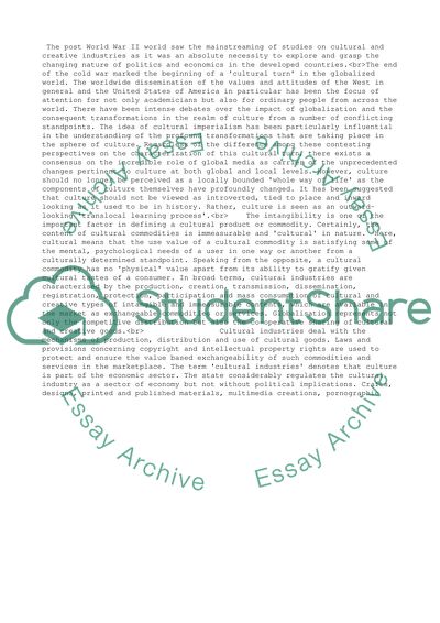 Political Economy Approach to Creative and Cultural Industries