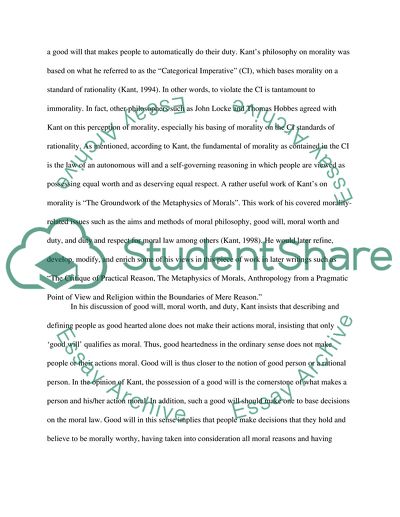 The Role of Duty in Morality in Kants Work