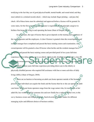 Long-Term Care Industry Program Capstone