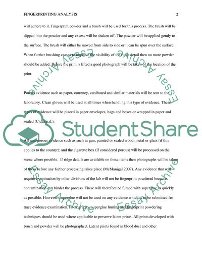 Fingerpriniting analysis