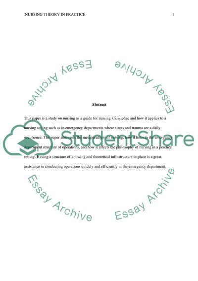 Nursing Theory as a Guide for Knowledge