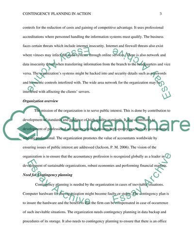 Contingency Planning in Action