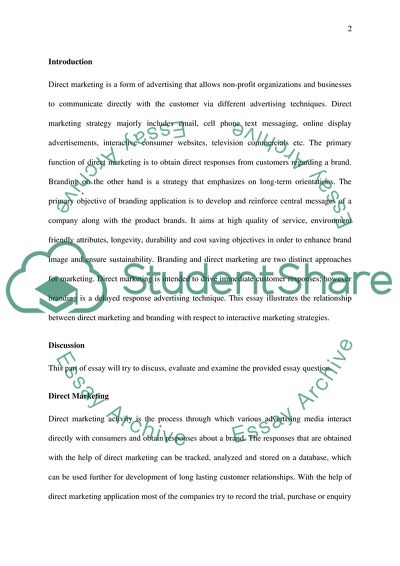 Relationship between Direct Marketing and Branding