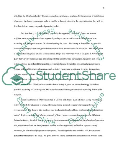 The Idea of the Oklahoma Lottery