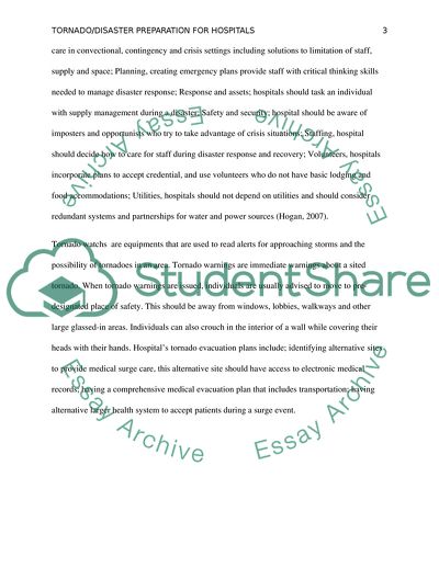 Tornado and Disaster Preparation for Hospitals