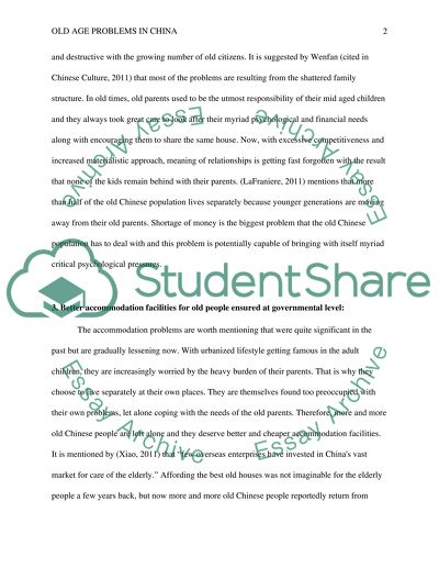 Discuss the major problems facing elderly in China and how does the government solve these problems