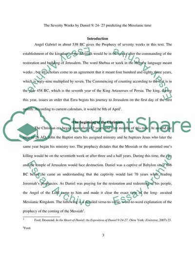 The Seventy Weeks by Daniel 9: 24-27 Predicting the Messianic Time
