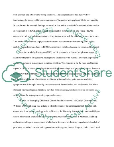 Symptom Management in Children with Cancer