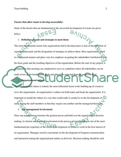 Team Building and Organisational Structure