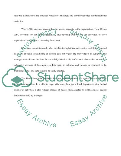 Diffrence between ABC costing and the Time Driven ABC costing (HBR)