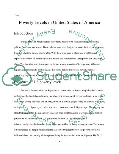 Poverty Levels in United States of America