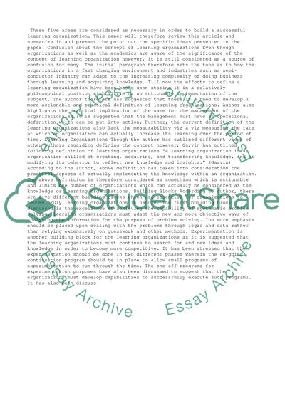 Knowledge Management- Building a Learning Organization