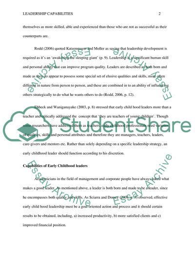 Understanding of Key Leadership Capabilities and the Strategies you may use to Apply them in an Early Childhood Setting