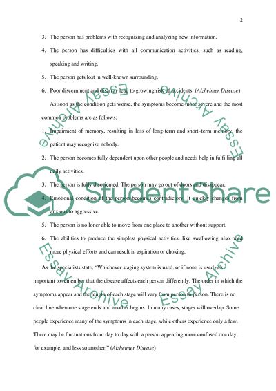 Nursing Clients with Alzheimers Disease