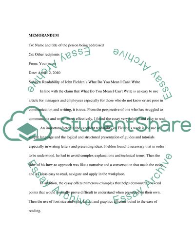 What Do You Mean I Cant Write by John Fielden