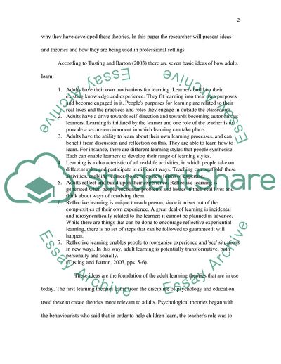 Critical Reflection about Opportunities for Adult Learning