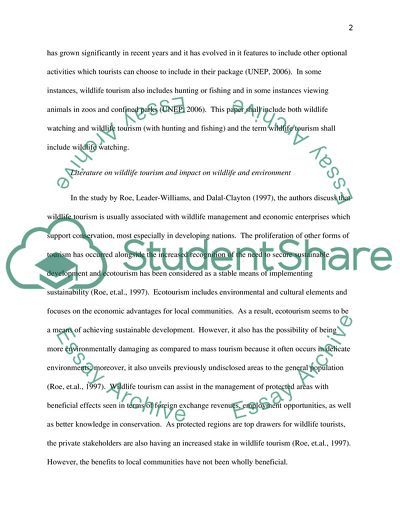 Wildlife Tourism and Environmental Impacts