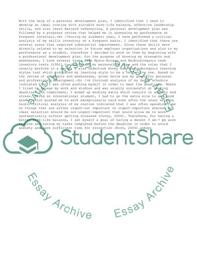 Characteristics of Personal Development Plan