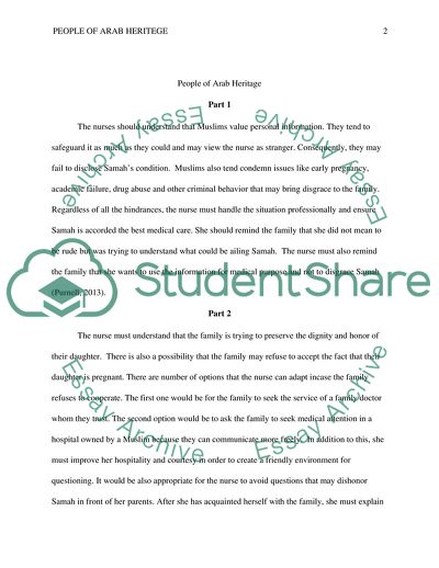 People of Arabic Heritage and Nursing