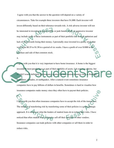 Investment Risk and Insurance Companies