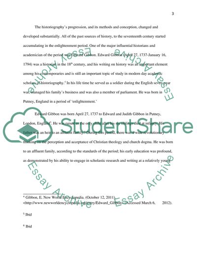 Edward Gibbon and his contribution to Historiography