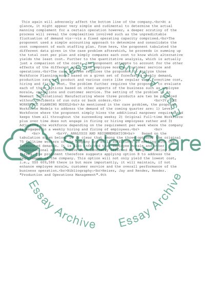 Operations Management Workforce Planning