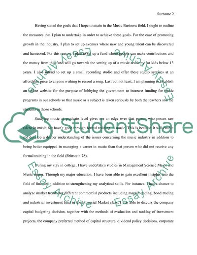 Goals in Music Business Field