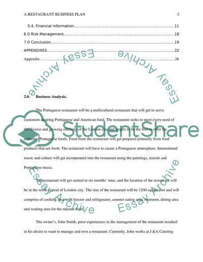 A Business Plan to Open a Portuguese Restaurant in London