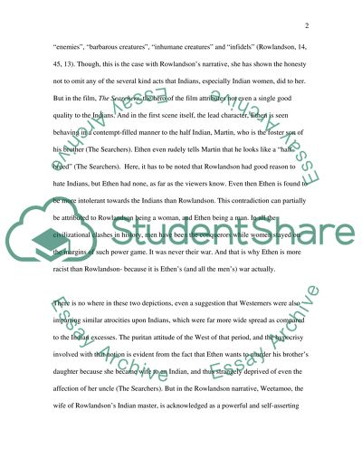 The film The Searchers by John Wayne (1868) and Mary Rowlandson narrative