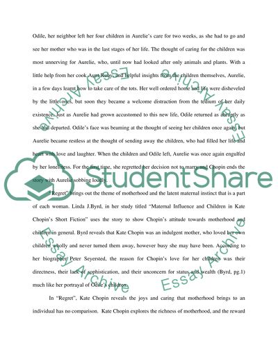 Analysis of Regret by Kate Chopin