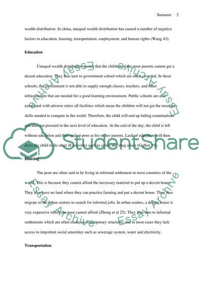 Unequal Wealth Distribution in China