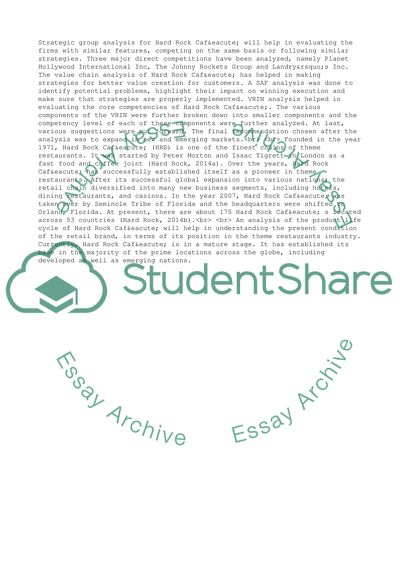 Strategic Management and Core Competencies of Hard Rock Cafe