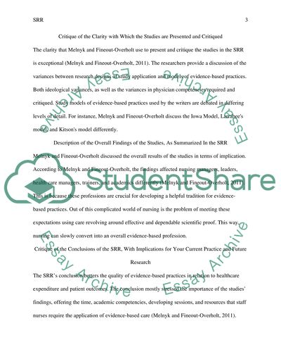 Critique of Systematic Research Review (SRR)