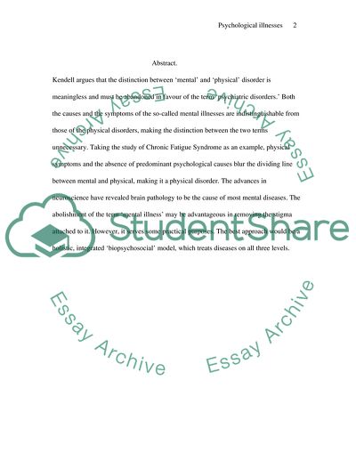 Psychological Illnesses Do Not Differ from Bodily Illnesses