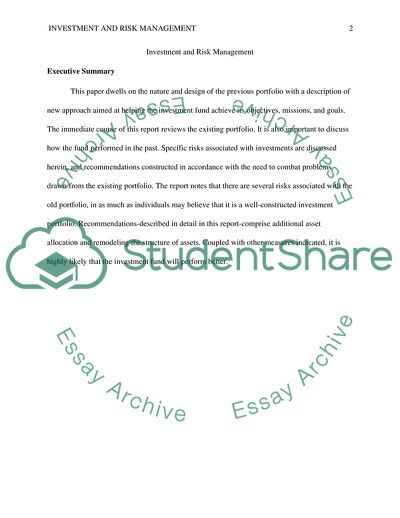 Risk Management and Investment - The Investment Fund and the Investment Trust