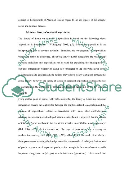 Lenins Theory of Capitalist Imperialism and the Scramble for Africa