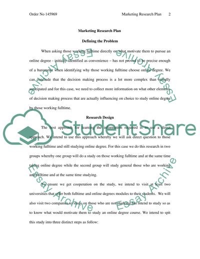 University Marketing Research Plan