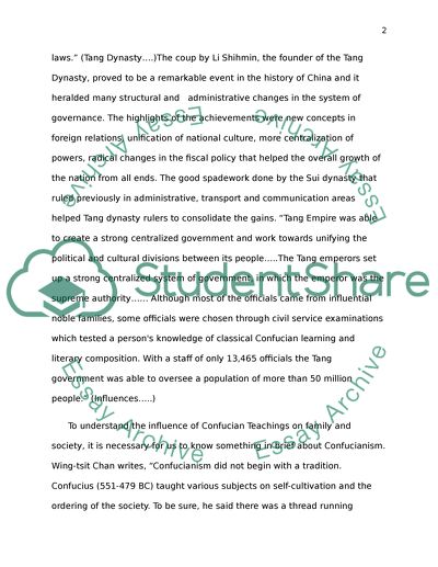 Role of Confucian Scholars and Tang Dynasty