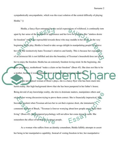 Critical Analysis of Sympathetically Unsympathetic Character of Hedda