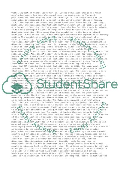 500 word paper on population growth using at least 8 separate references/sources