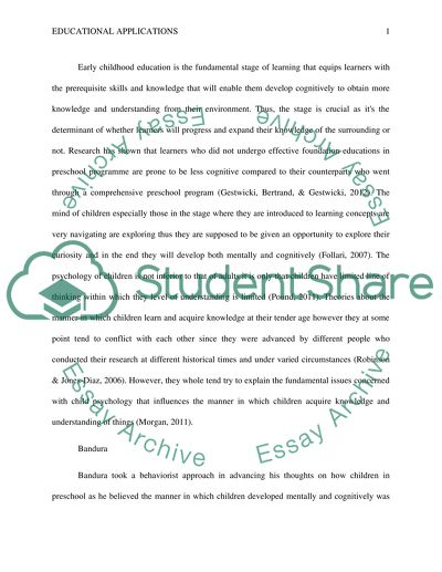 Educational applications of Bandura, Piaget, Gissell, Erikson, and Vygotsky