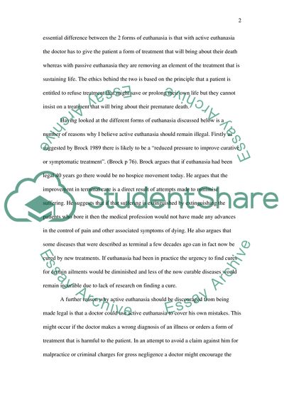 Illegal Active Euthanasia