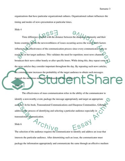 Diaspora, Communication, Multicultural Question Presentation